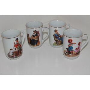 Norman Rockwell Coffee Mugs- Set of 4